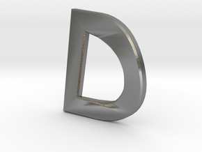 Distorted letter D no rings in Natural Silver