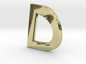 Distorted letter D no rings in 18k Gold Plated Brass