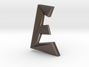 Distorted letter E no rings in Polished Bronzed-Silver Steel