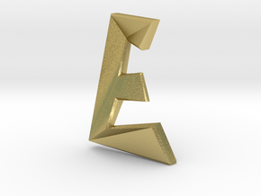 Distorted letter E no rings in Natural Brass