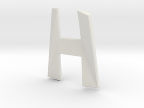 Distorted letter H no rings in White Natural Versatile Plastic