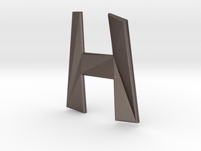 Distorted letter H no rings in Polished Bronzed-Silver Steel