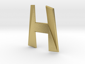 Distorted letter H no rings in Natural Brass