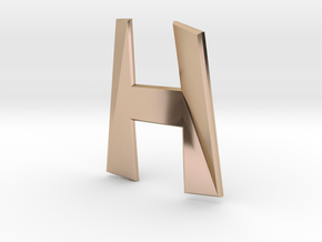 Distorted letter H no rings in 14k Rose Gold Plated Brass