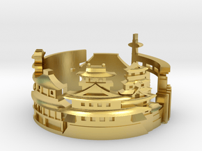 Kyoto Skyline - Cityscape Ring in Polished Brass: 5 / 49