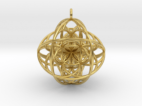 Seed of life Tao Pendant in Polished Brass