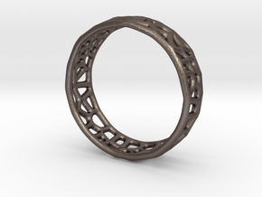 Bamboo ring in Polished Bronzed-Silver Steel: Small