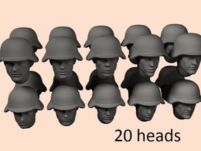 28mm WW2 German heads in Clear Ultra Fine Detail Plastic