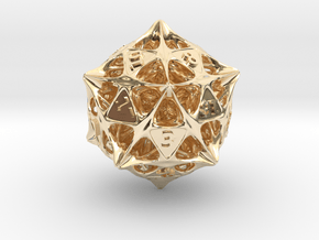 Alien Artefact D20 (Embossed Numbers) in 14K Yellow Gold