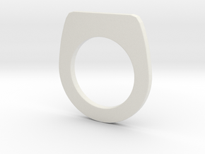 Thin Signet Ring  in White Natural Versatile Plastic: Small