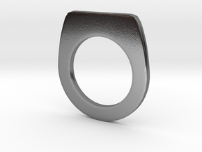 Thin Signet Ring  in Polished Silver: Small