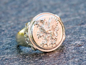 Griffin, Griffon or Gryphon Lion Eagle Crest Ring in Polished Silver: 7 / 54