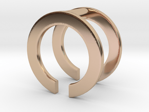 Double Round Ring Cuff in 14k Rose Gold Plated Brass: Medium