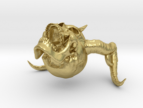 Skull-horns Necklace in Natural Brass