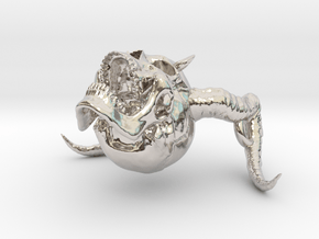Skull-horns Necklace in Rhodium Plated Brass