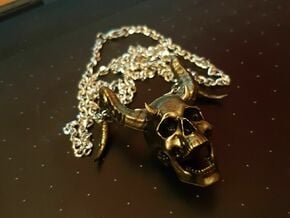 Skull-horns Necklace in Tan Fine Detail Plastic