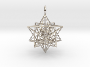 Angel Starship Stellated Dodecahedron - Male Angel in Rhodium Plated Brass
