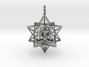 Angel Starship Stellated Dodecahedron - Male Angel in Polished Silver