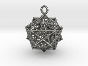 Starcage with internal stellated Icosahedron in Polished Silver
