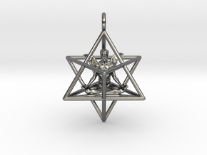 Startetrahedron with Male Angel 40 mm in Polished Silver