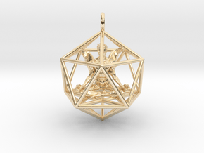 Male Angel in Icosahedron 40mm in 14K Yellow Gold