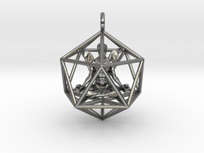 Male Angel in Icosahedron 40mm in Polished Silver