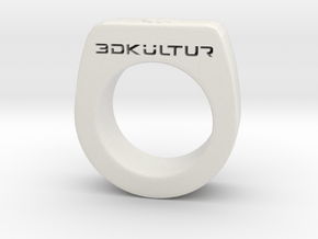 Oversized Bit-Coin King Signet Ring  in White Premium Versatile Plastic