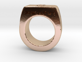 Oversized Bit-Coin King Signet Ring  in 14k Rose Gold Plated Brass