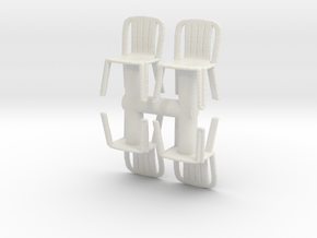 Plastic Chair (x4) 1/48 in White Natural Versatile Plastic