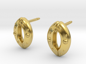 Stomata Earrings - Science Jewelry in Polished Brass