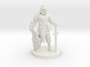 Mercenary Knight w/ Sword and Shield in White Natural Versatile Plastic