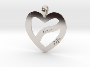 I Love Life Pendant in Rhodium Plated Brass