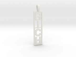 Vertical Name Engraved Pendant  in White Natural Versatile Plastic