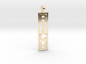 Vertical Name Engraved Pendant  in 14k Gold Plated Brass
