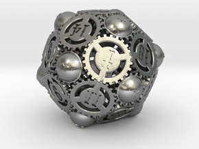 D20 Balanced - Steampunk (Gears) in Natural Silver