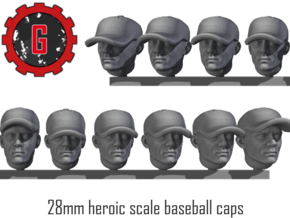 28mm Heroic Scale Baseball Caps in Tan Fine Detail Plastic: Small