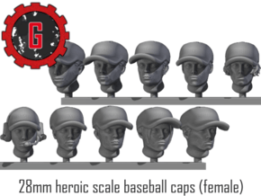 28mm Heroic Scale Female Baseball Caps in Tan Fine Detail Plastic: Small