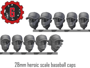 28mm Heroic Scale African-American Baseball Caps in Tan Fine Detail Plastic: Small