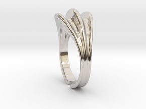 Triple beads ring [sizable] in Rhodium Plated Brass