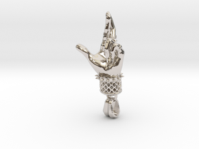 Lucky Hand 50mm in Rhodium Plated Brass
