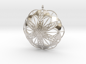 Seed of Life Pendant - from the Flower of Life in Rhodium Plated Brass
