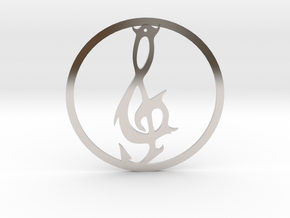 Hellscore emblem circle pendant in Rhodium Plated Brass