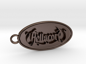 Hellscore logo and emblem keyring in Polished Bronze Steel