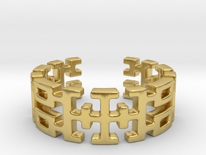 Hilbert curve [open ring] in Polished Brass