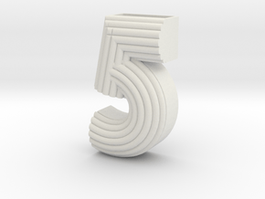 Number planter "5"  in White Natural Versatile Plastic