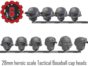 28mm heroic character tactical baseball cap heads in Tan Fine Detail Plastic: Small