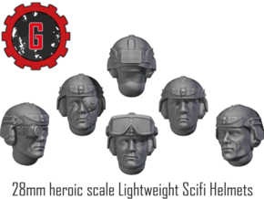 28mm Heroic Lightweigh Scifi Helmet characters in Tan Fine Detail Plastic: Small