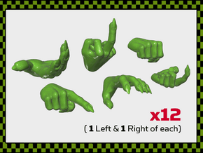 Orc Hands: Set 1 in Smooth Fine Detail Plastic: Small