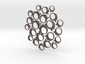 Set of 3D rings in Polished Bronzed-Silver Steel