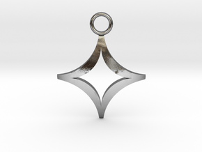 Four Point Star Charm 20mm in Polished Silver